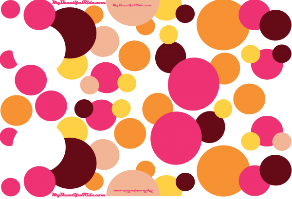 Driver-Passenger-Set-Bubbles-in-Sangria-round decals in burgundy, hot pink, orange, beige and yellow