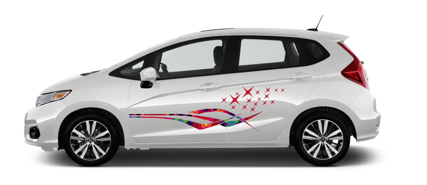 White-Honda-Fit-Galaxy-Tropical-Decal