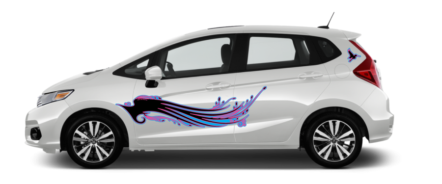 White-Honda-Fit-Wings-to-Fly-Black-Peppermint-Decal